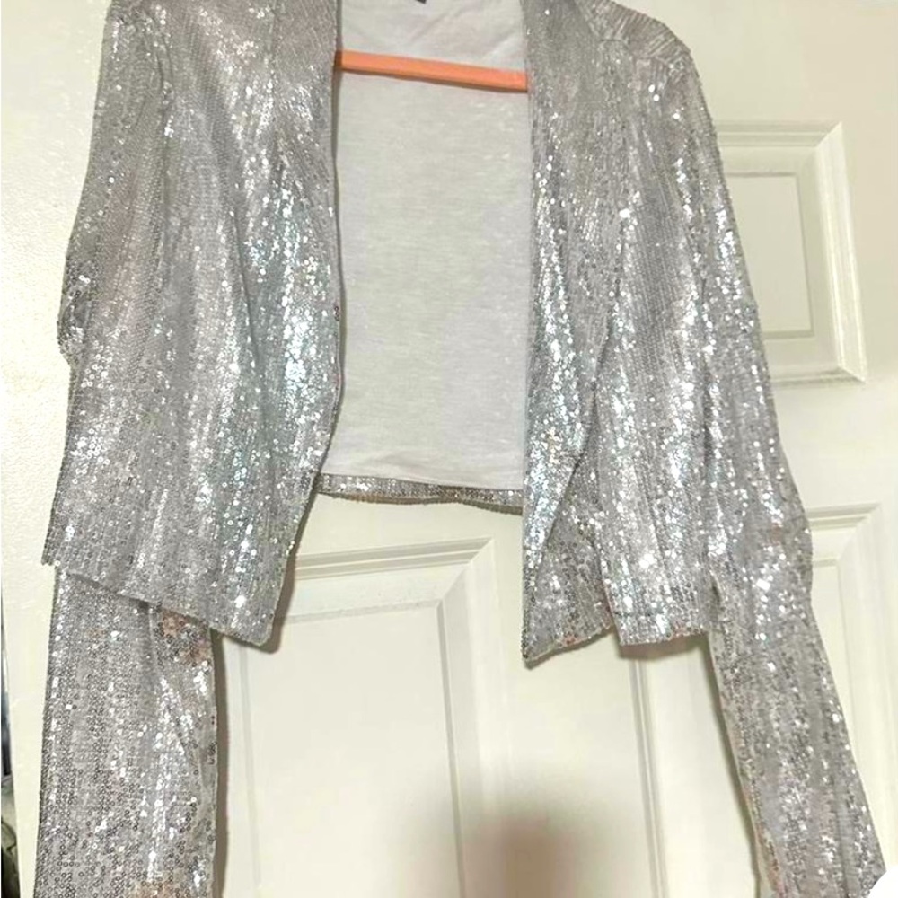 Silver sequin shrug